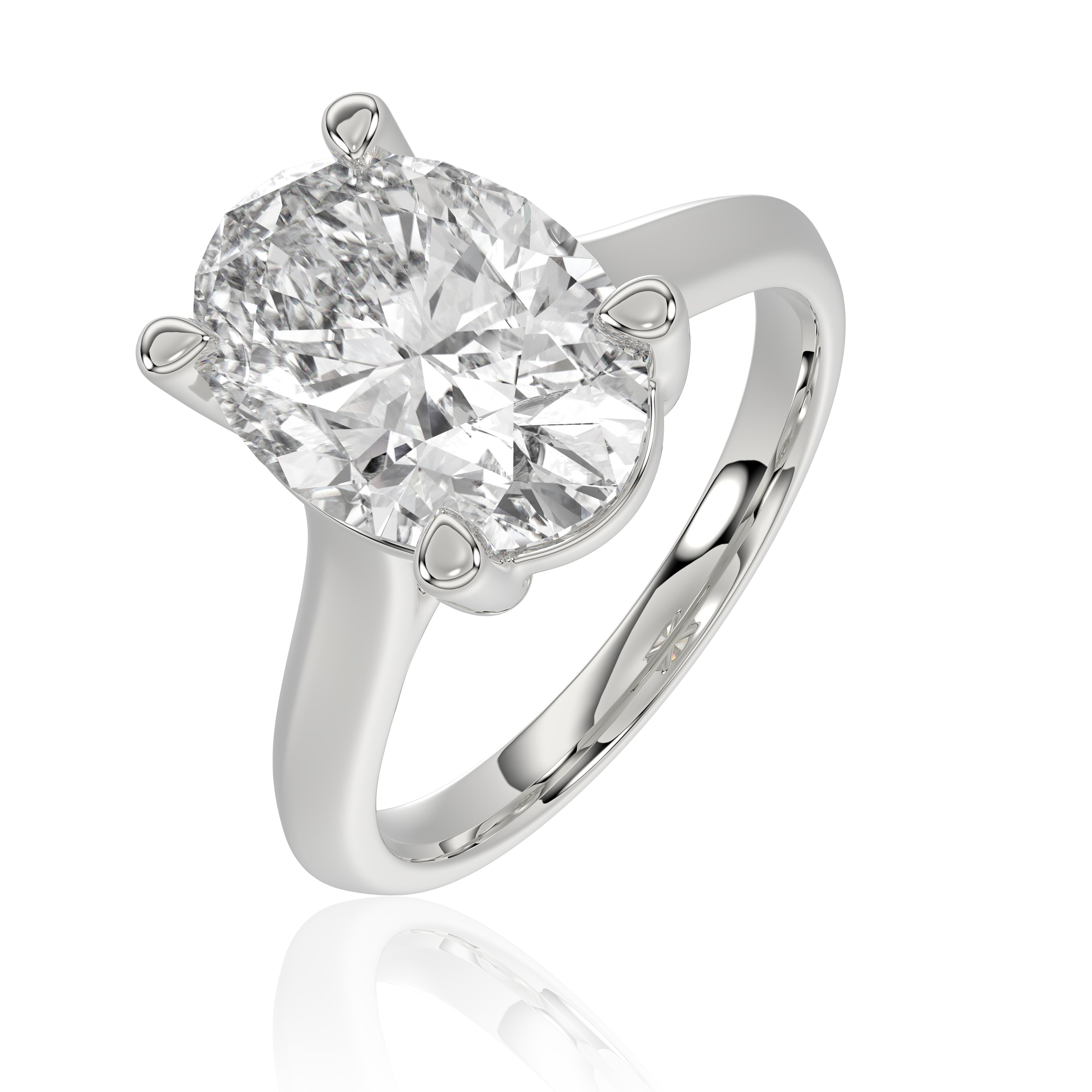 Solitaire Knife Edge Oval Diamond Ring - R170
