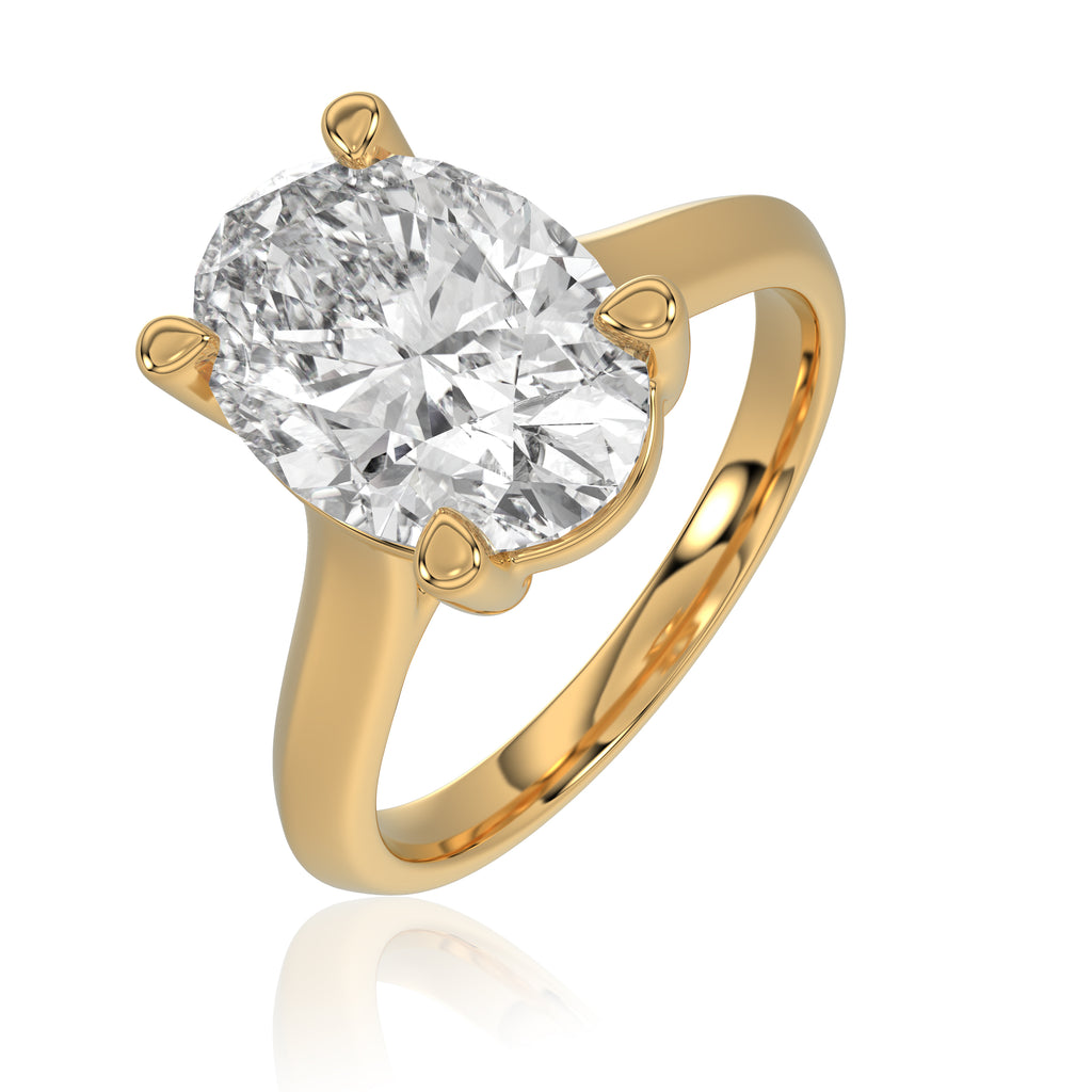 Solitaire Knife Edge Oval Diamond Ring - R170