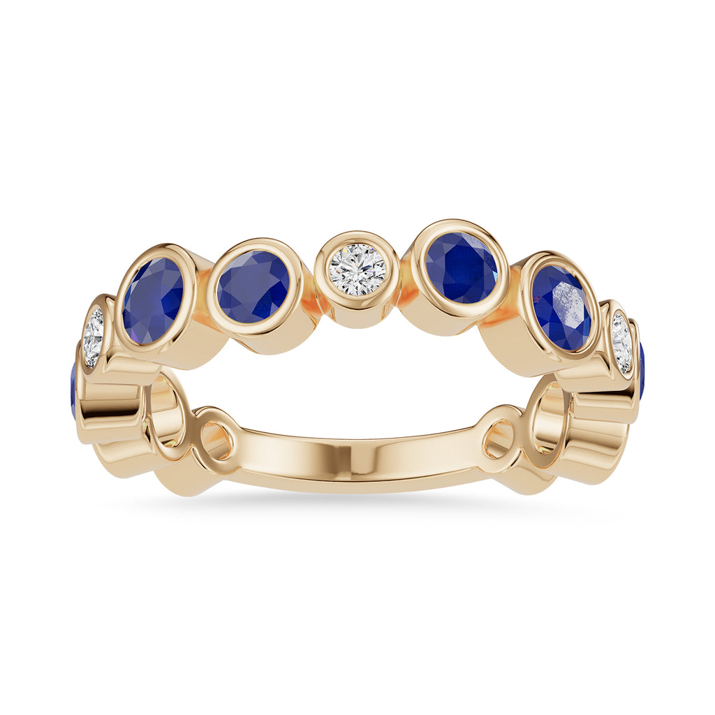 Round Sapphire & Diamond Ring - Rl191