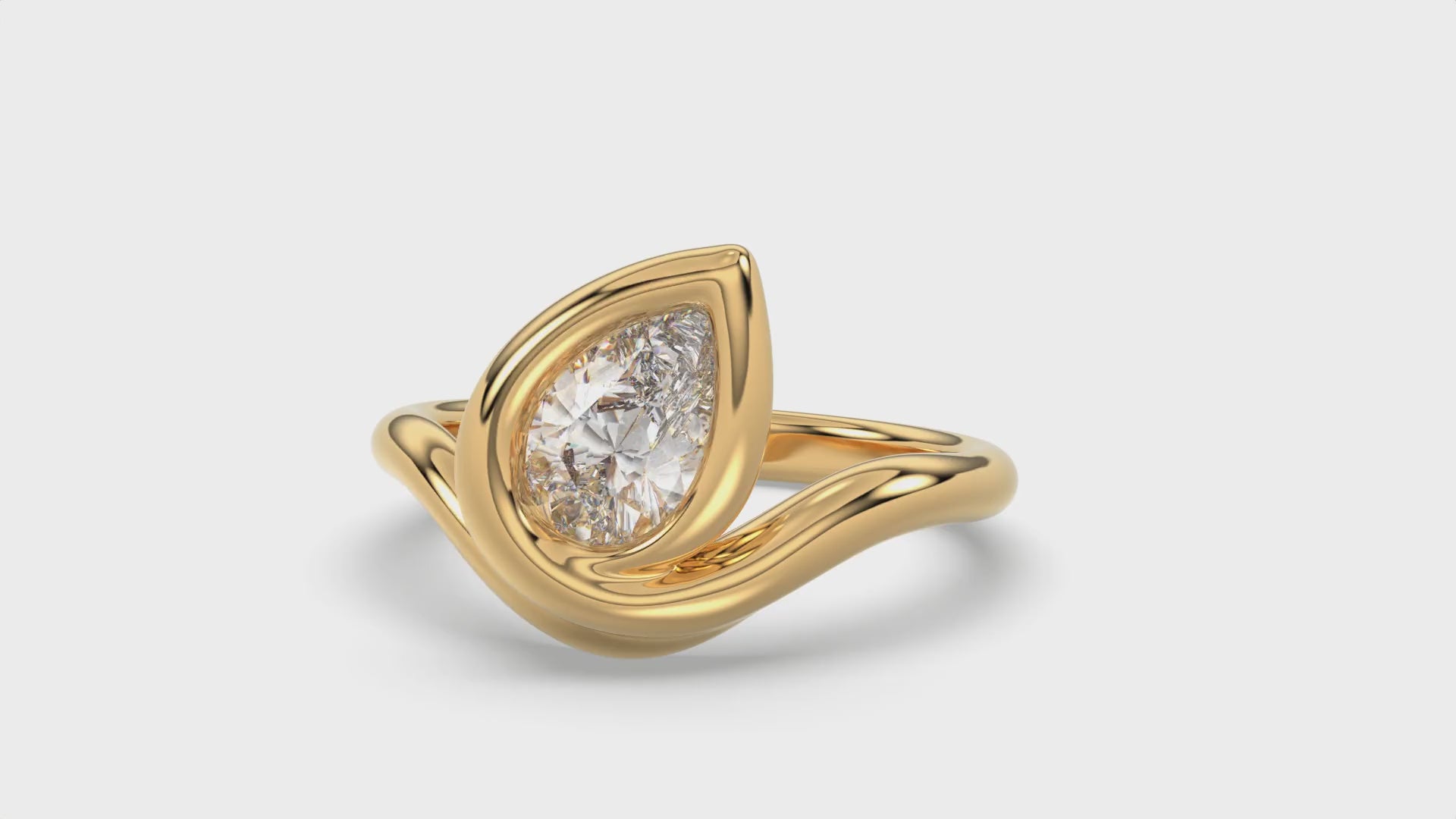 Pear Diamond Ring - Rl104 -18k