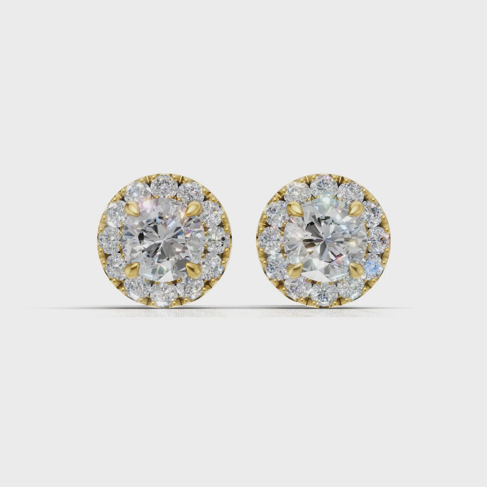 Halo Round Diamond Stud Earrings - ER04