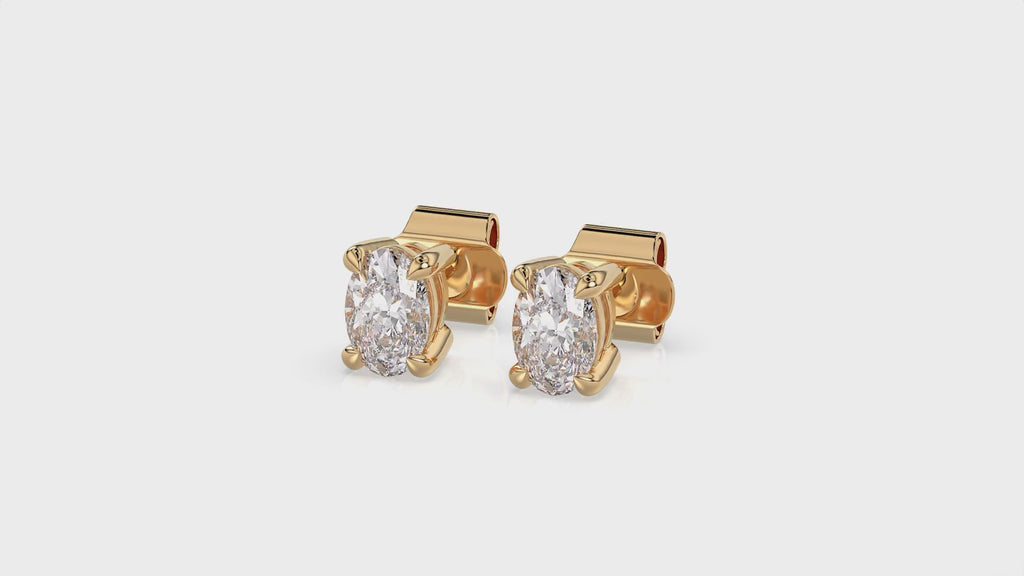 Oval Brilliant Cut Diamond Stud Earrings - Butterfly Back - ER13