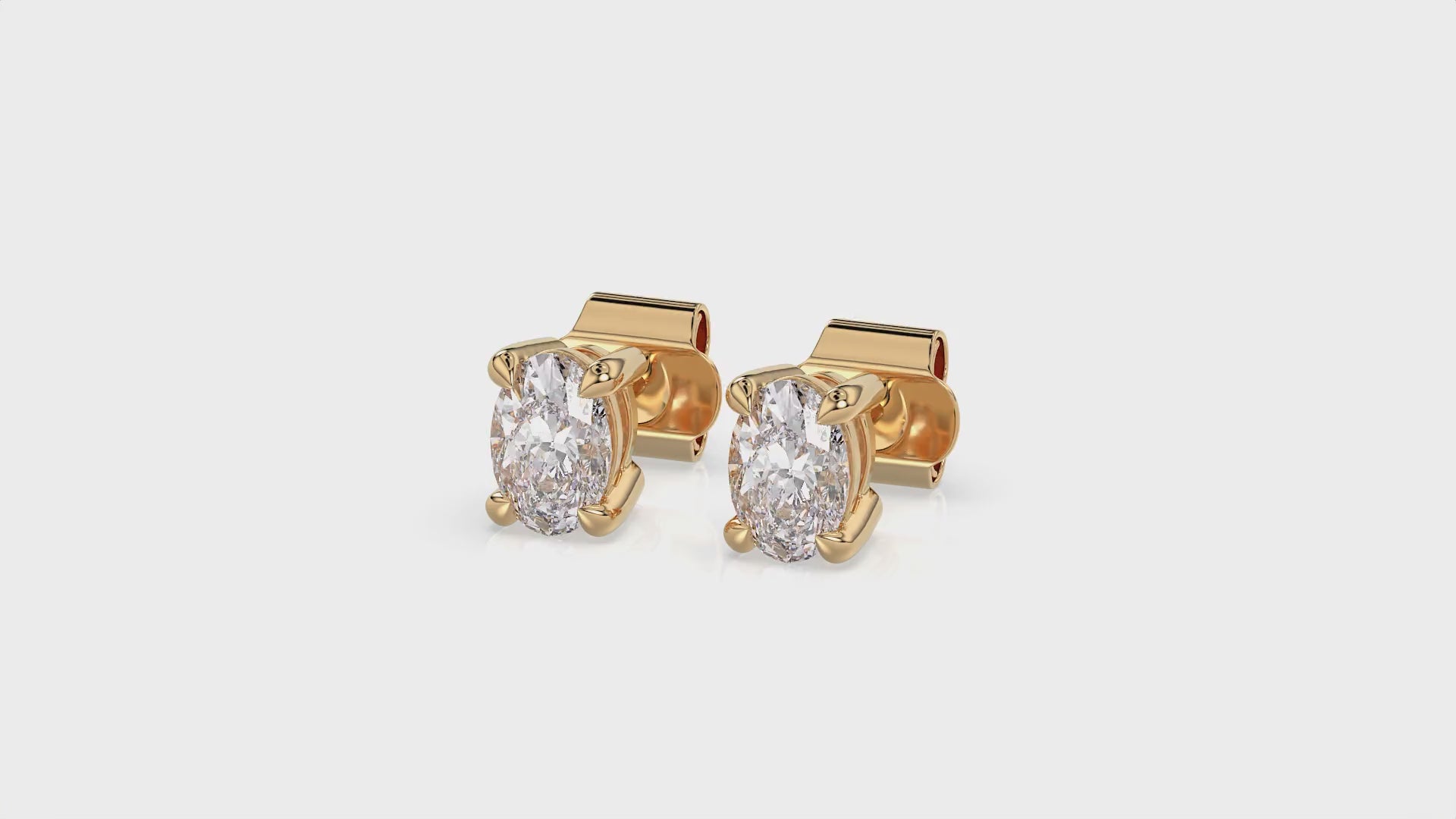 Oval Brilliant Cut Diamond Stud Earrings - Butterfly Back - ER13