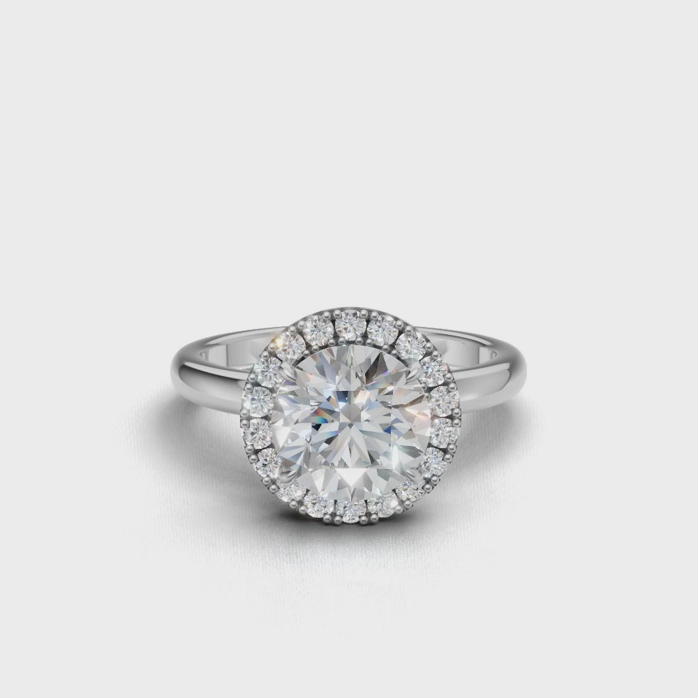 Round Diamond Halo Ring - R109