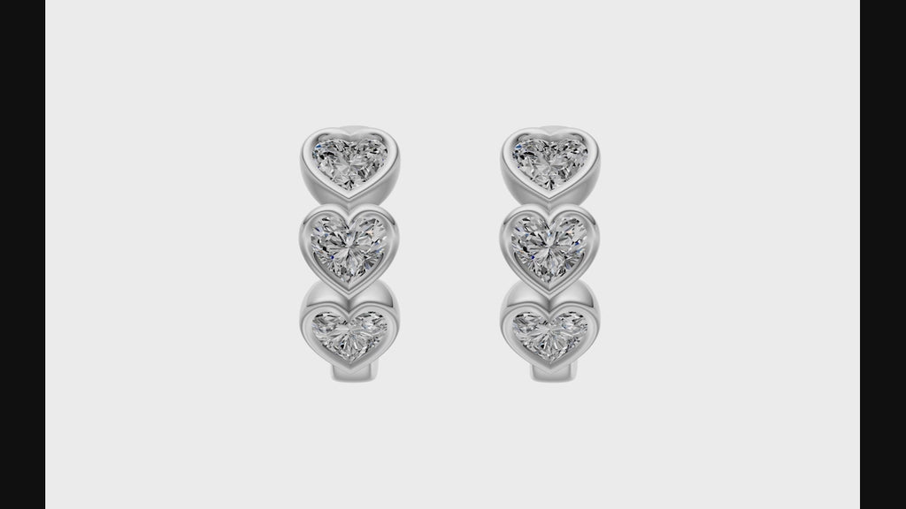 0.90ct Heart Diamond Hoop Earrings - ER27