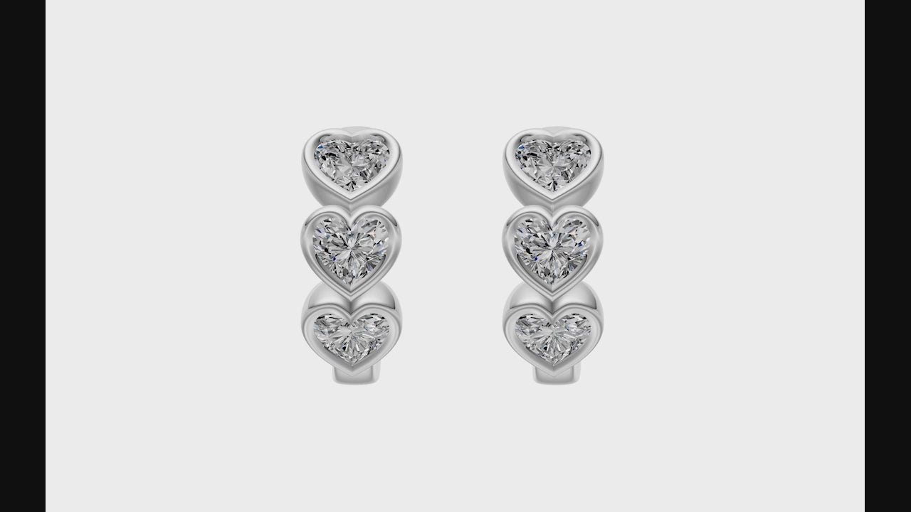 0.90ct Heart Diamond Hoop Earrings - ER27
