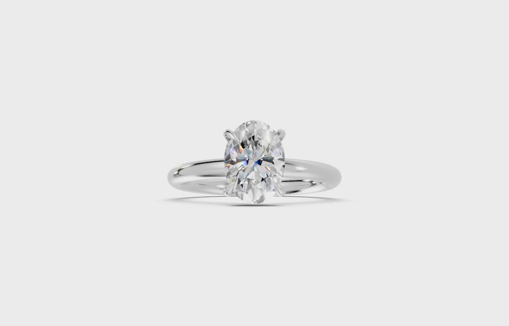 Hidden Halo Oval Diamond  Ring - R139