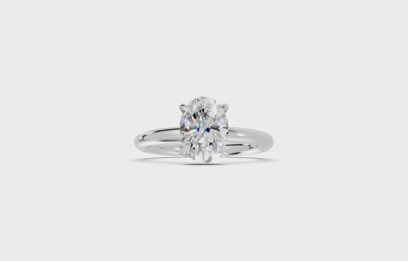 Hidden Halo Oval Diamond  Ring - R139