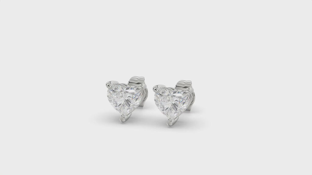 Heart Brilliant Cut Diamond Stud Earrings - Butterfly Back - ER12