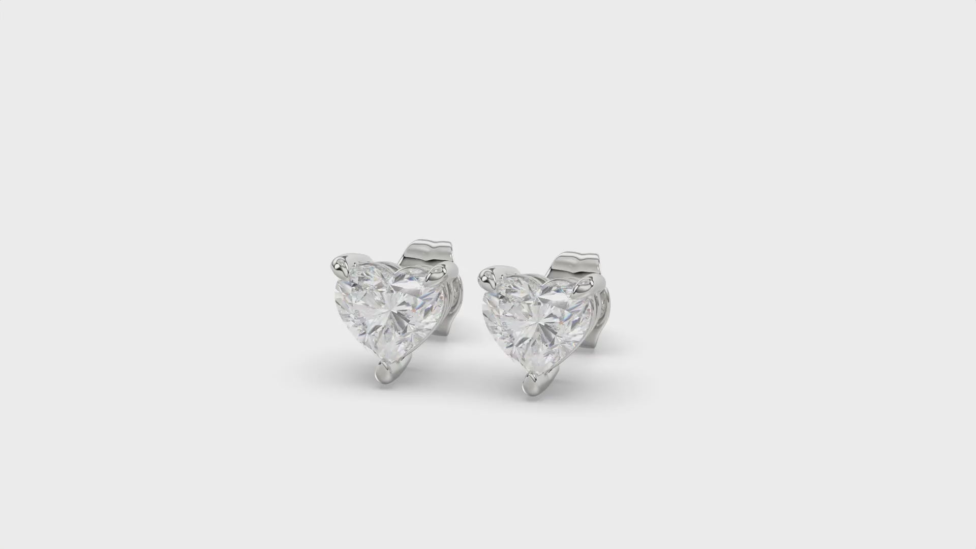 Heart Brilliant Cut Diamond Stud Earrings - Butterfly Back - ER12