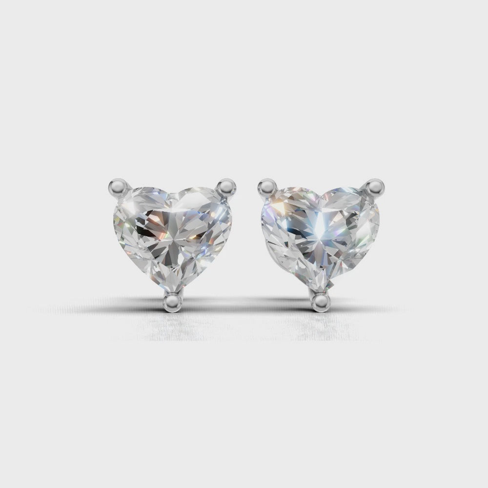 Heart Brilliant Cut Diamond Stud Earrings - Alpha Back - ER06