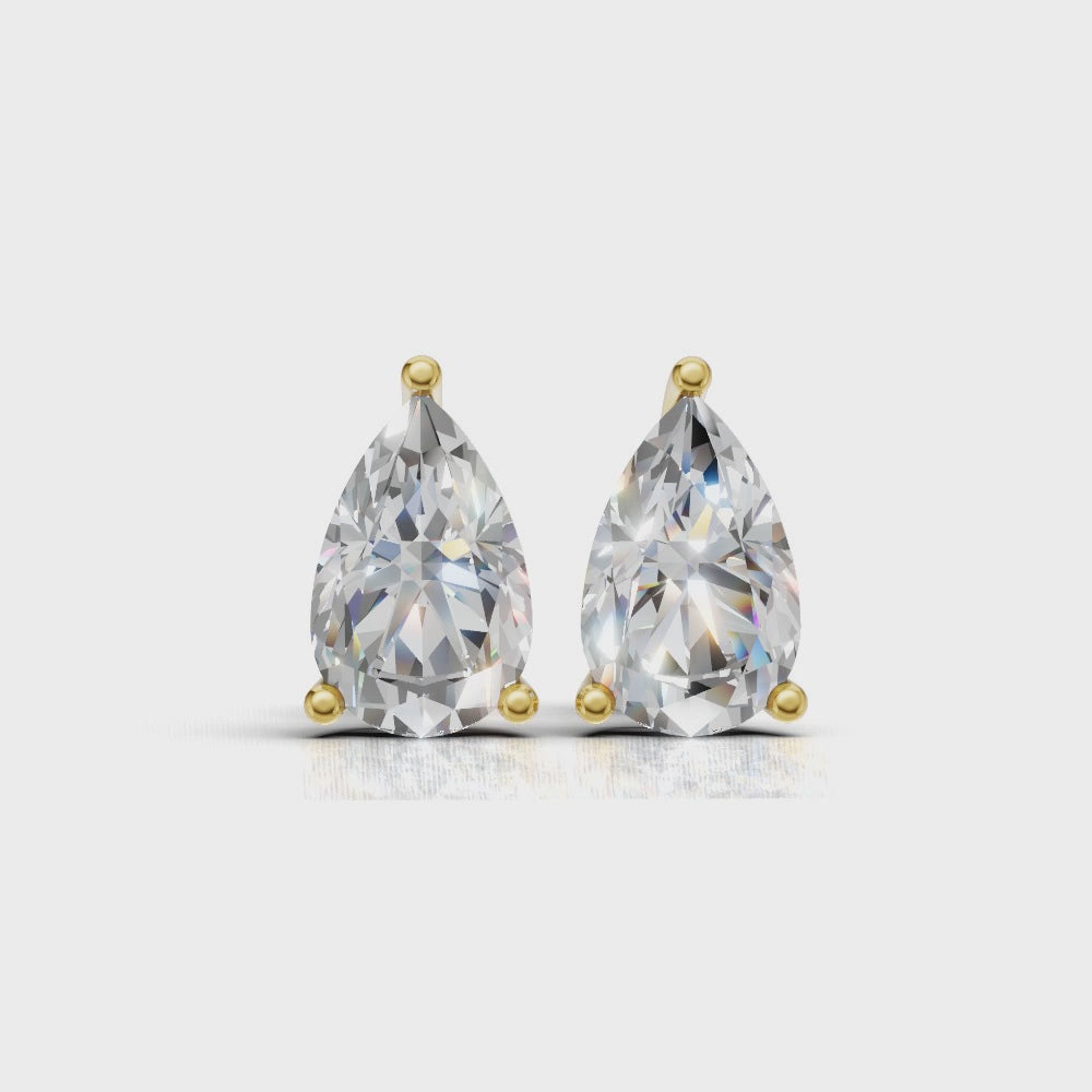 Pear Brilliant Cut Diamond Stud Earrings - Alpha Back - ER07