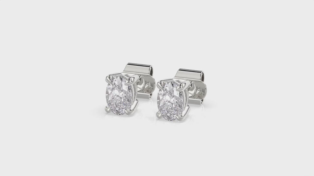 Oval Brilliant Cut Diamond Stud Earrings - Butterfly Back - ER13