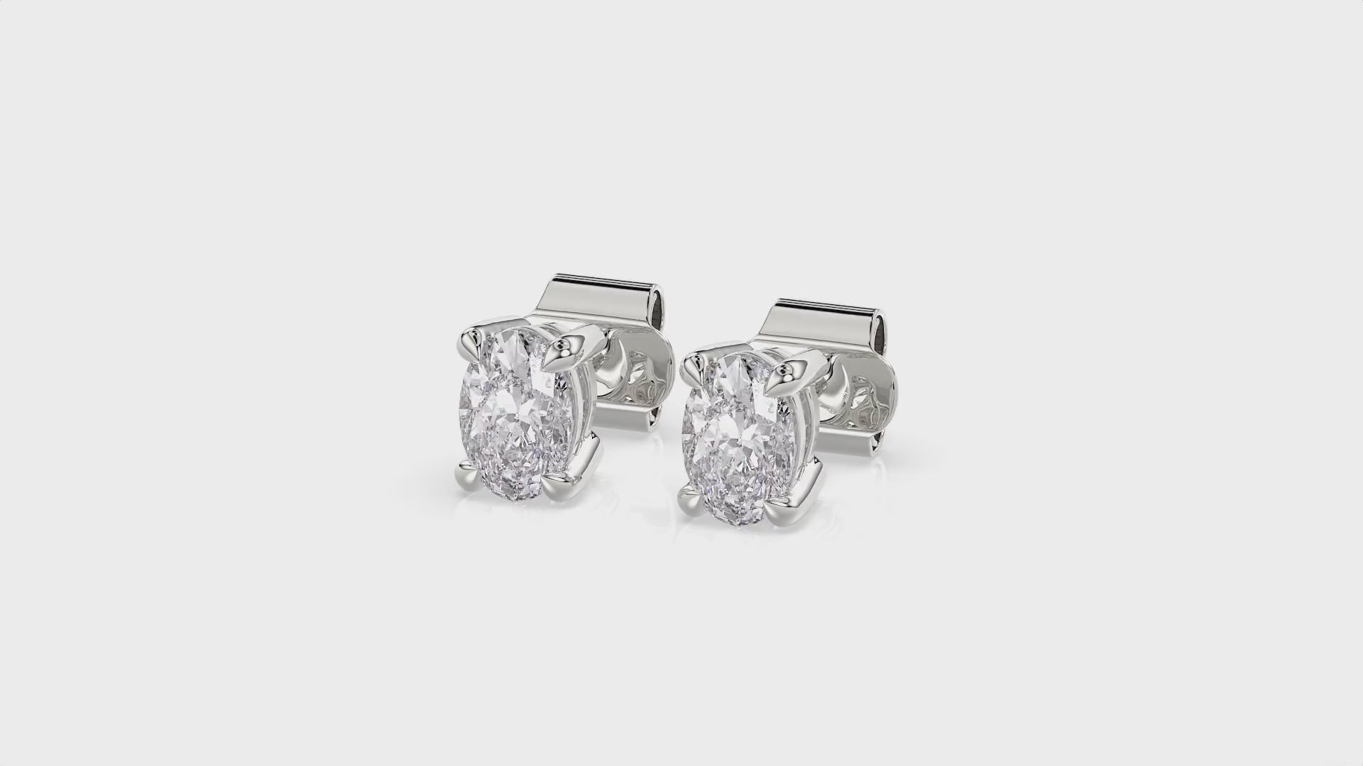 Oval Brilliant Cut Diamond Stud Earrings - Butterfly Back - ER13