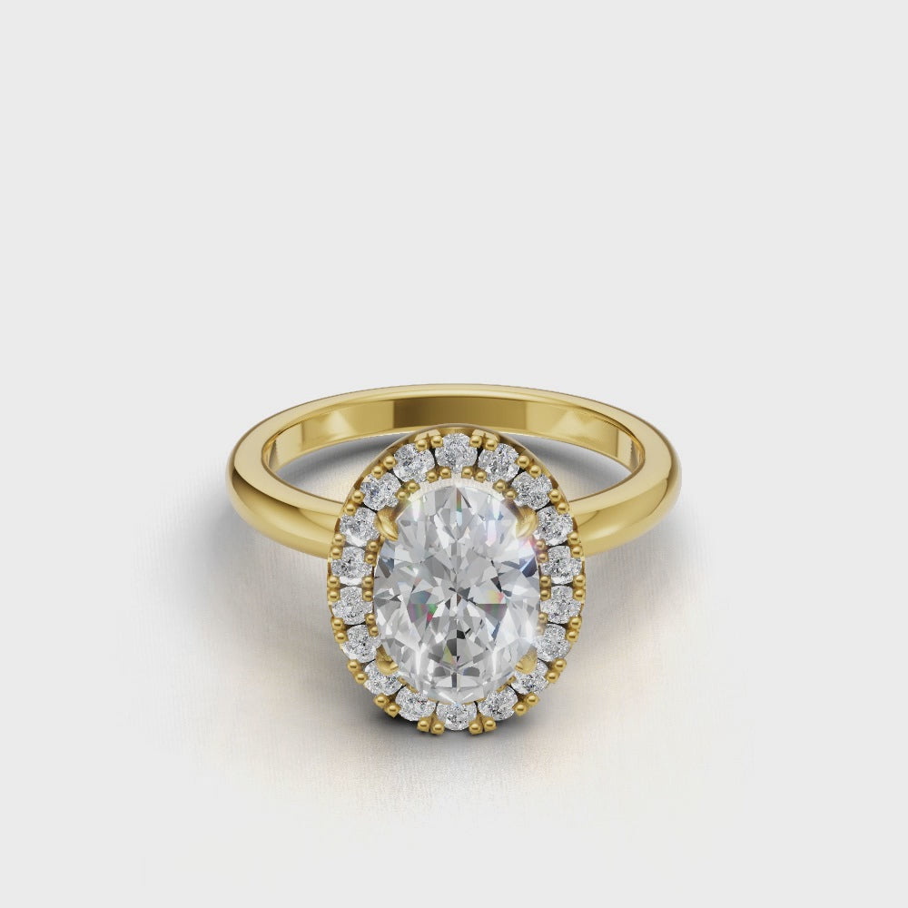 Oval Diamond Halo Ring - R111