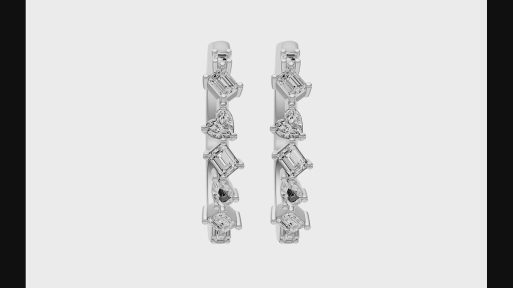 1.10ct Multi Stone Diamond Hoop Earrings - ER30