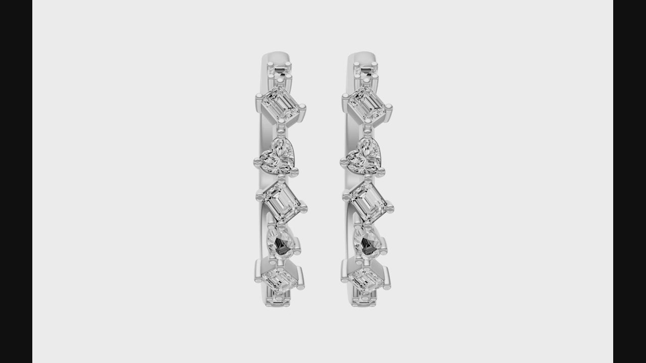 1.10ct Multi Stone Diamond Hoop Earrings - ER30