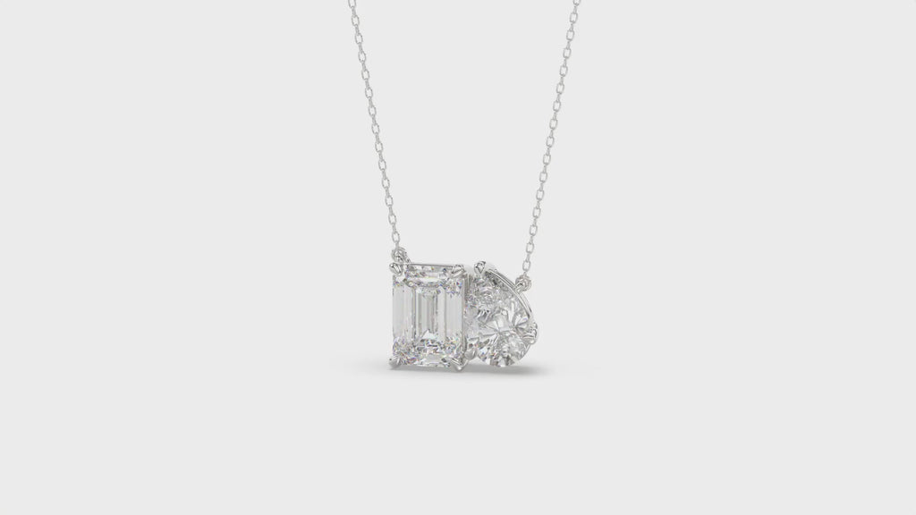 Brilliant Cut Pear & Emerald Diamond Pendant With chain - PD05