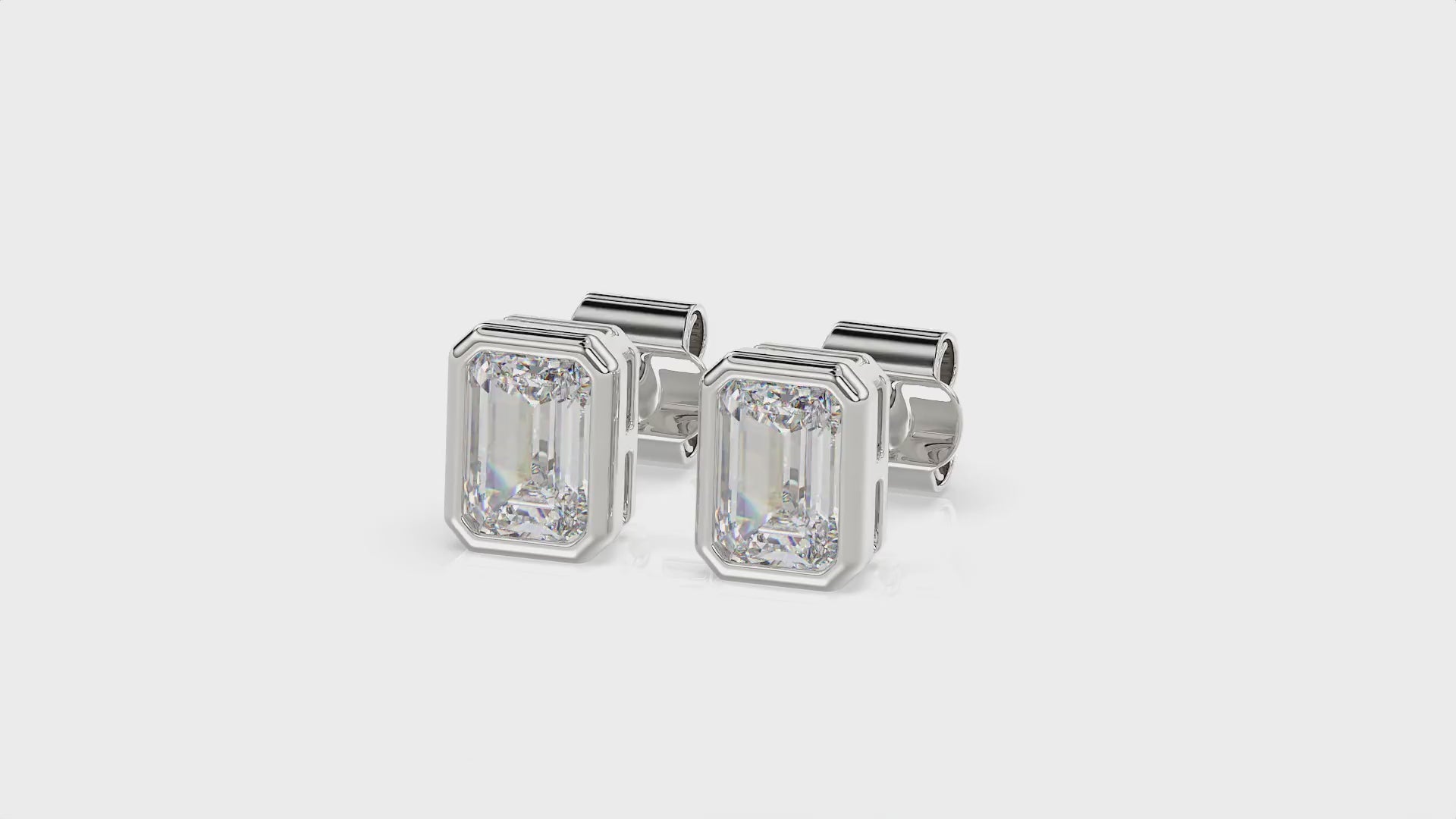 Emerald Brilliant Cut Diamond Stud Earrings - Butterfly Back - ER16