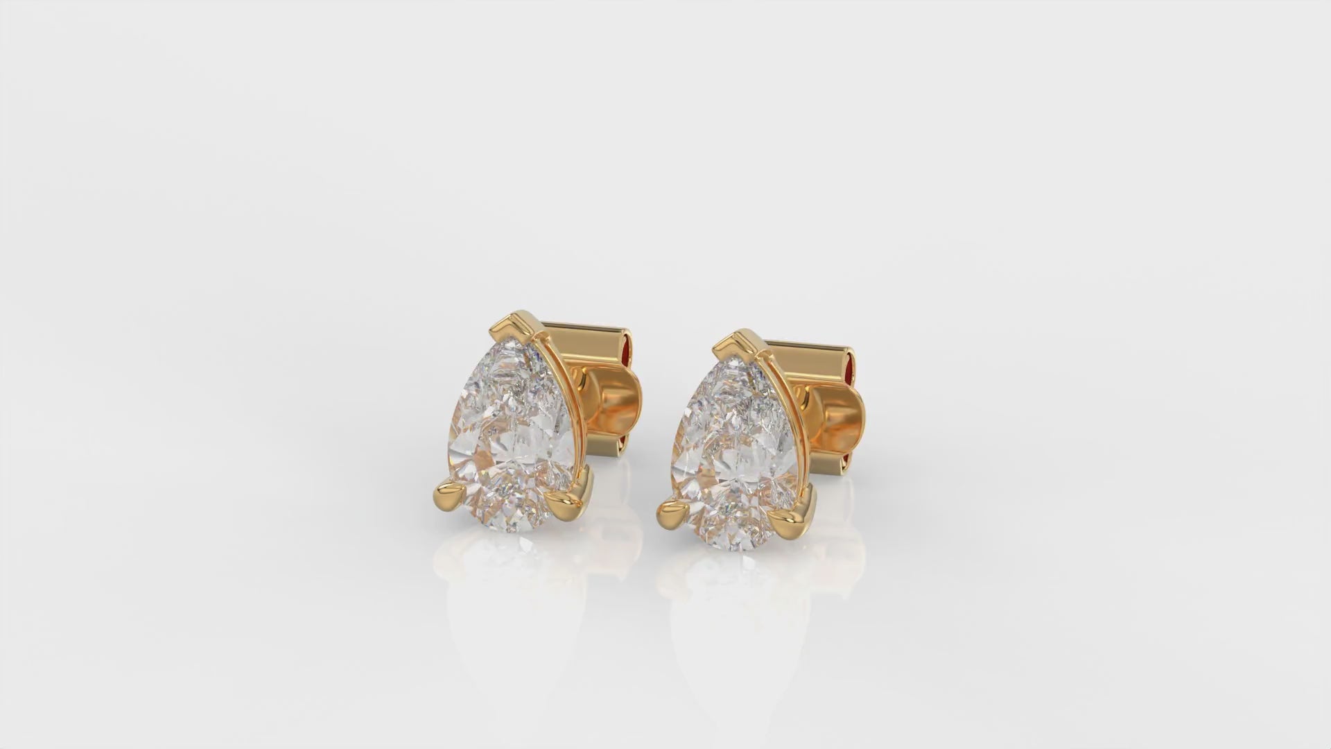 Pear Brilliant Cut Diamond Stud Earrings - Butterfly Back - ER11