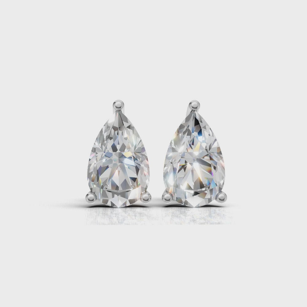 Pear Brilliant Cut Diamond Stud Earrings - Alpha Back - ER07