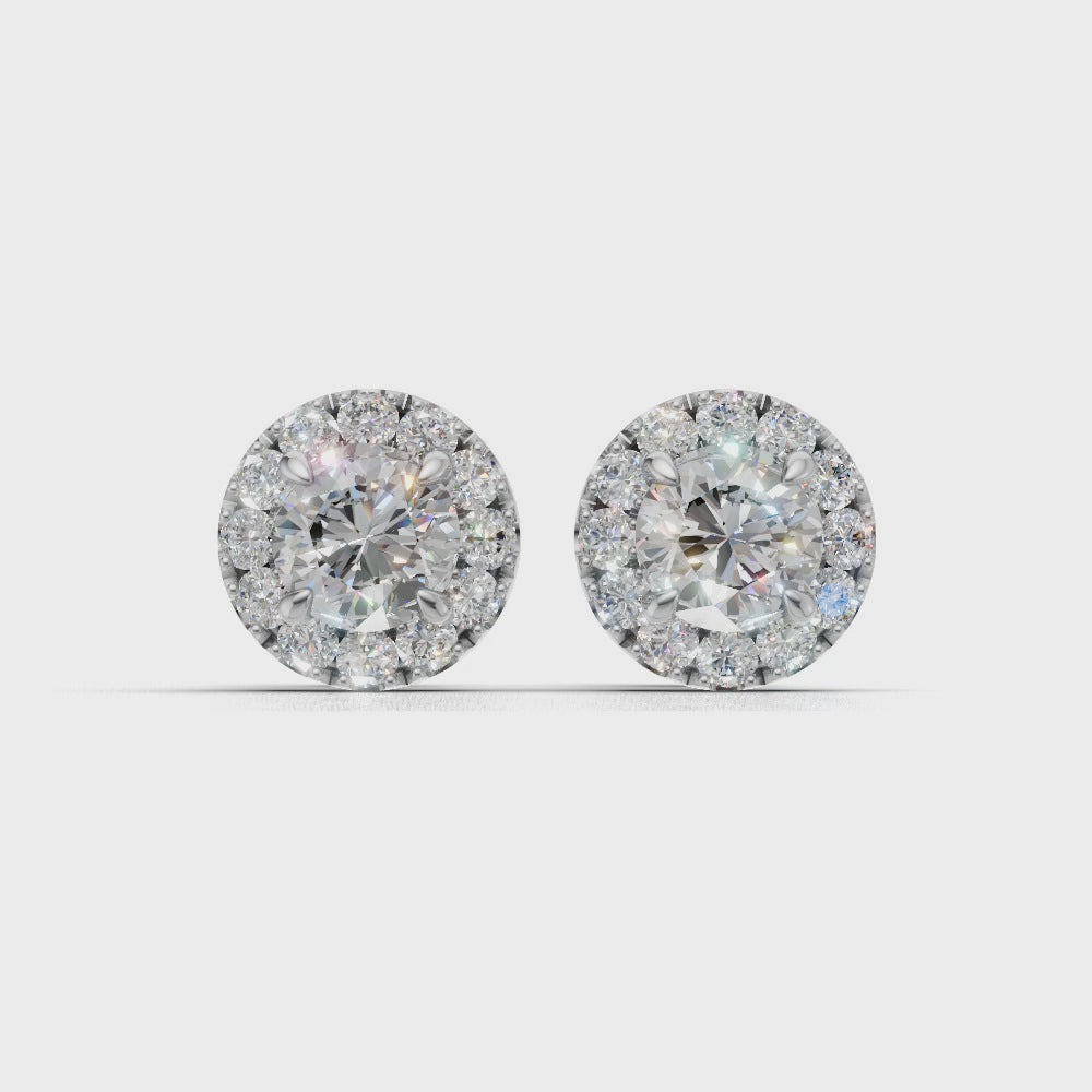 Halo Round Diamond Stud Earrings - ER04