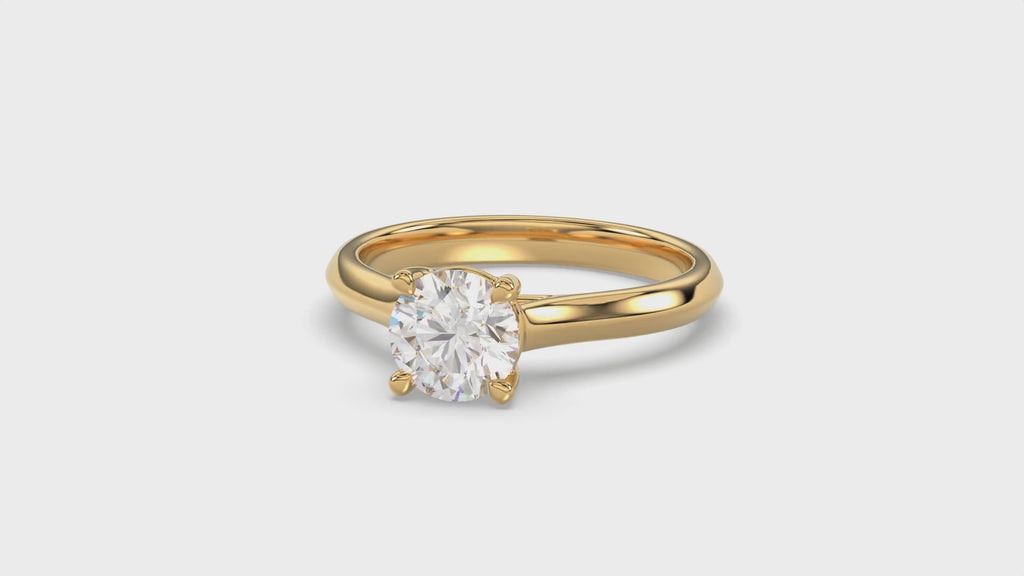 Solitaire Knife Edge Round Diamond  Ring - R161