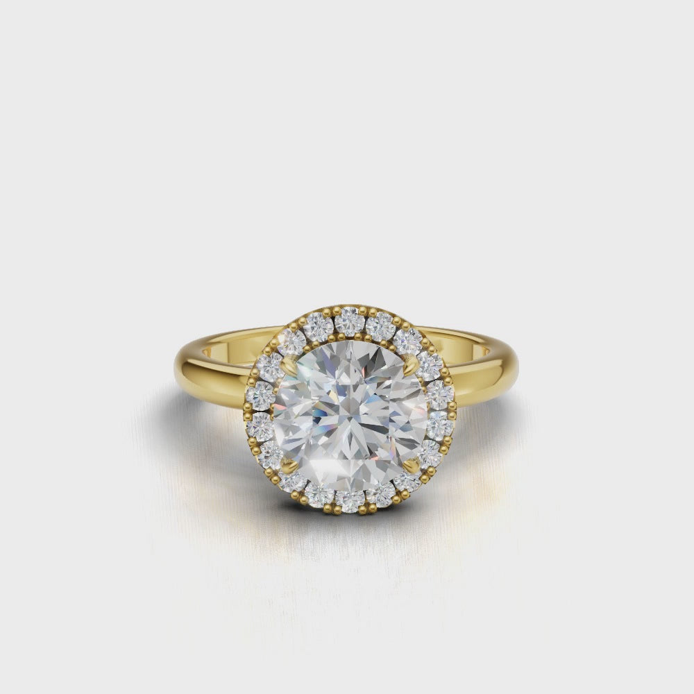 Round Diamond Halo Ring - R109