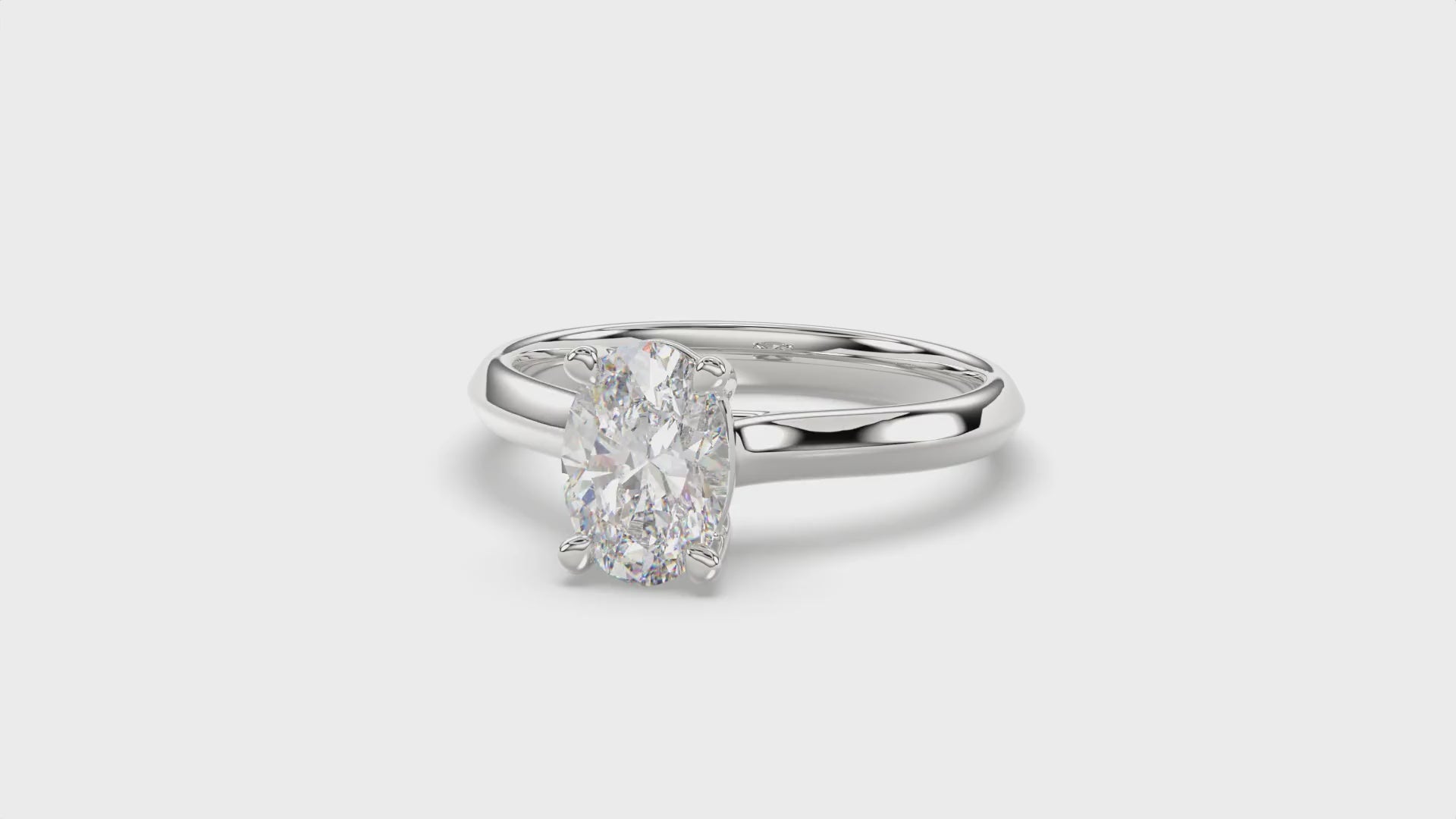 Solitaire Knife Edge Oval Diamond Ring - R170