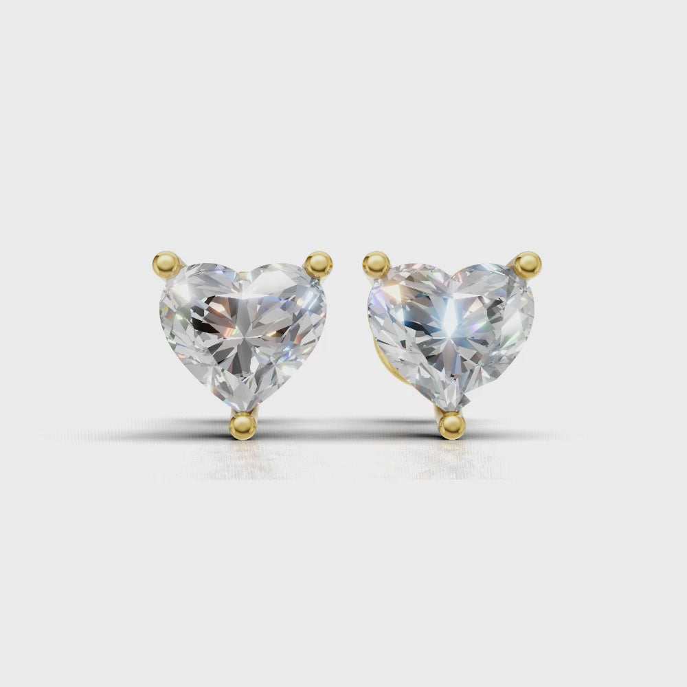 Heart Brilliant Cut Diamond Stud Earrings - Alpha Back - ER06