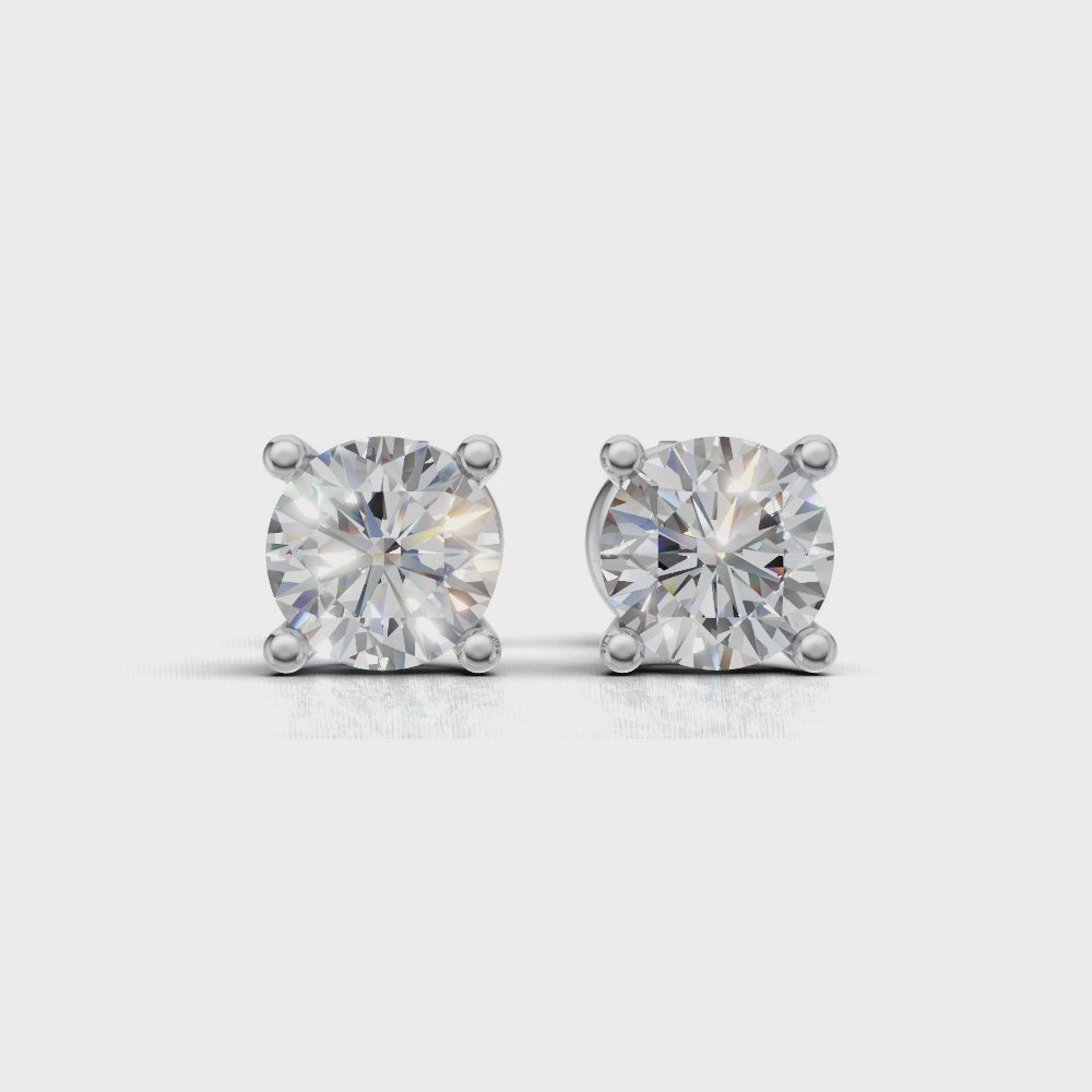 Round Brilliant Cut Diamond Stud Earrings - Alpha Back - ER09