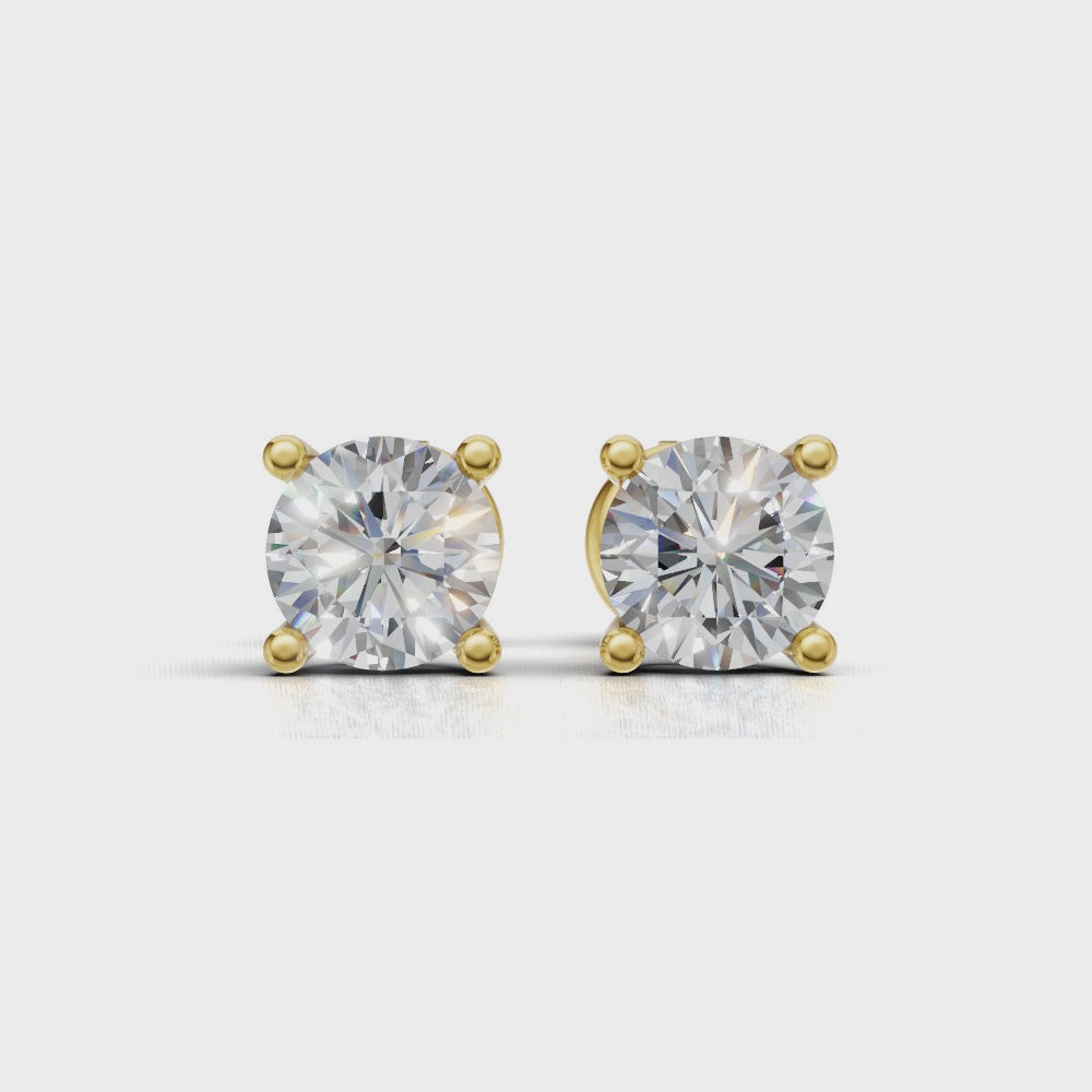 Round Brilliant Cut Diamond Stud Earrings - Alpha Back - ER09