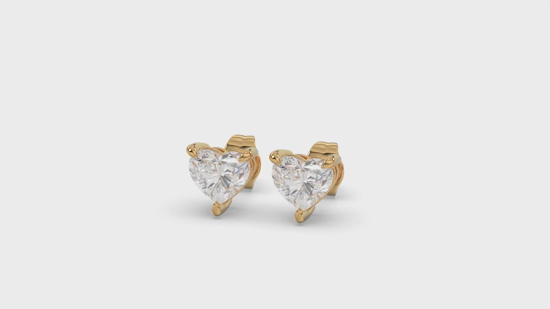 Heart Brilliant Cut Diamond Stud Earrings - Butterfly Back - ER12