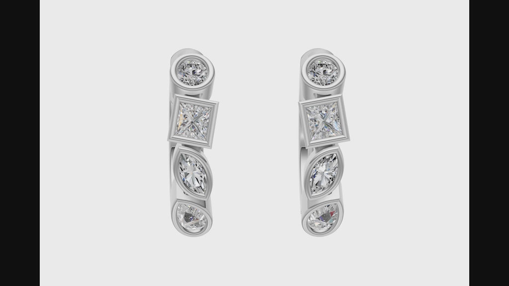 0.56ct Multi Stone Diamond Hoop Earrings - ER28
