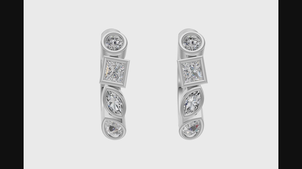 0.56ct Multi Stone Diamond Hoop Earrings - ER28