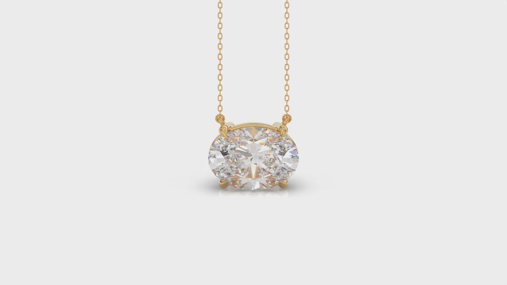 Brilliant Cut Oval Diamond Pendant With Chain - PD09