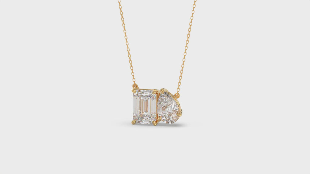 Brilliant Cut Pear & Emerald Diamond Pendant With chain - PD05