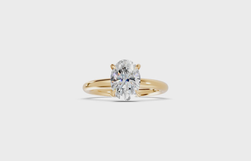 Hidden Halo Oval Diamond  Ring - R139
