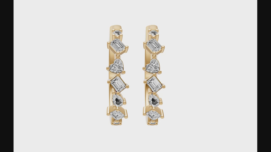 1.10ct Multi Stone Diamond Hoop Earrings - ER30