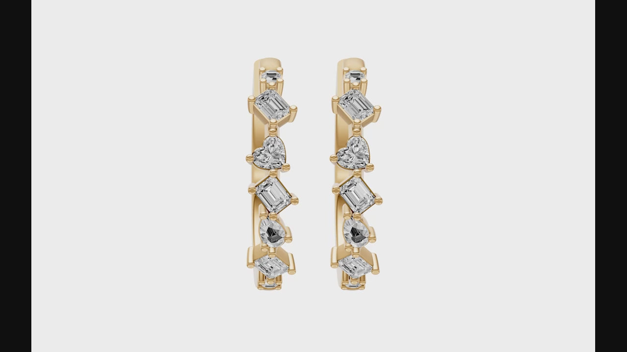 1.10ct Multi Stone Diamond Hoop Earrings - ER30