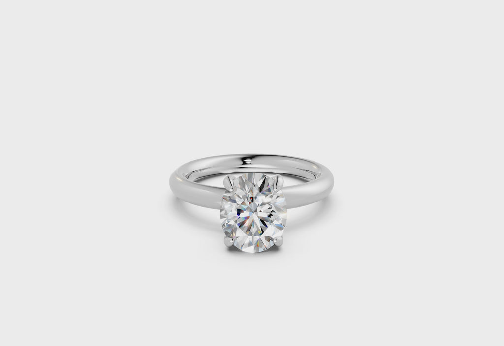 Hidden Halo Round Diamond  Ring - R136