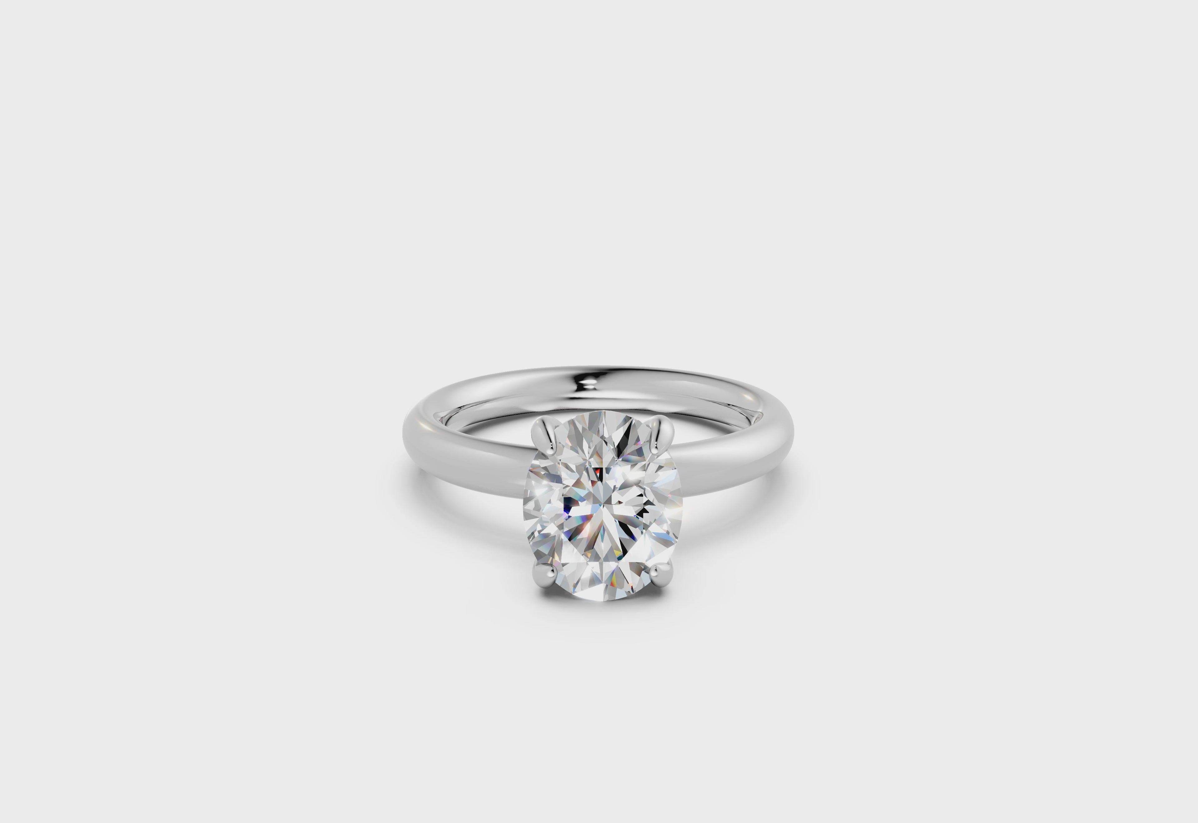 Hidden Halo Round Diamond  Ring - R136
