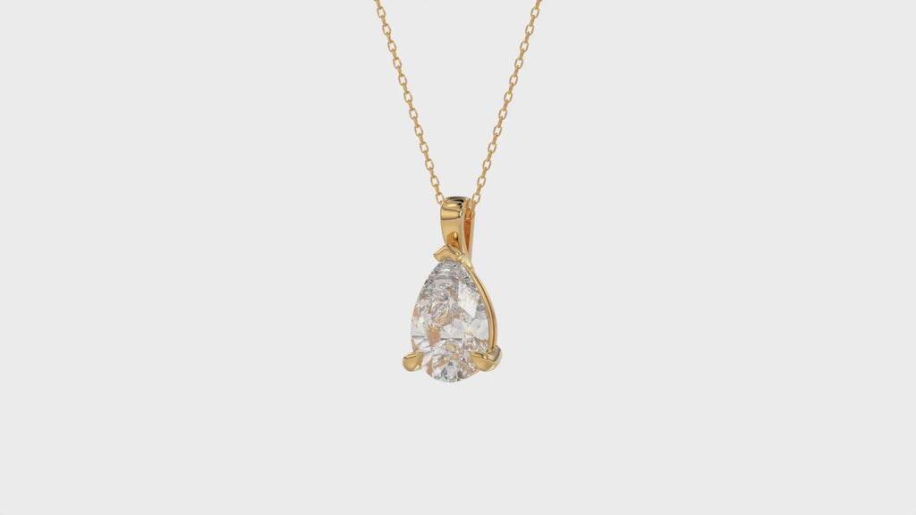 Brilliant Cut Pear Diamond Pendant With chain - PD01
