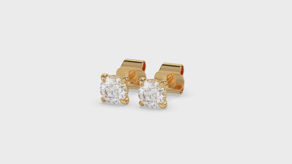 Round Brilliant Cut Diamond Stud Earrings - Butterfly Back - ER10