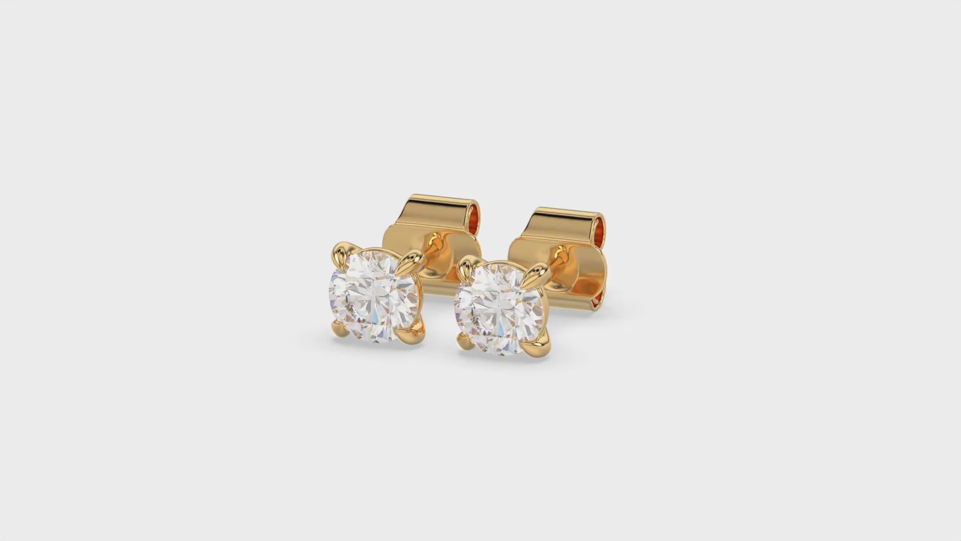 Round Brilliant Cut Diamond Stud Earrings - Butterfly Back - ER10