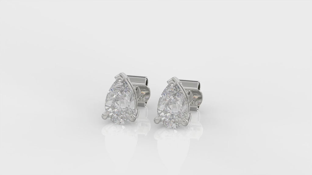 Pear Brilliant Cut Diamond Stud Earrings - Butterfly Back - ER11