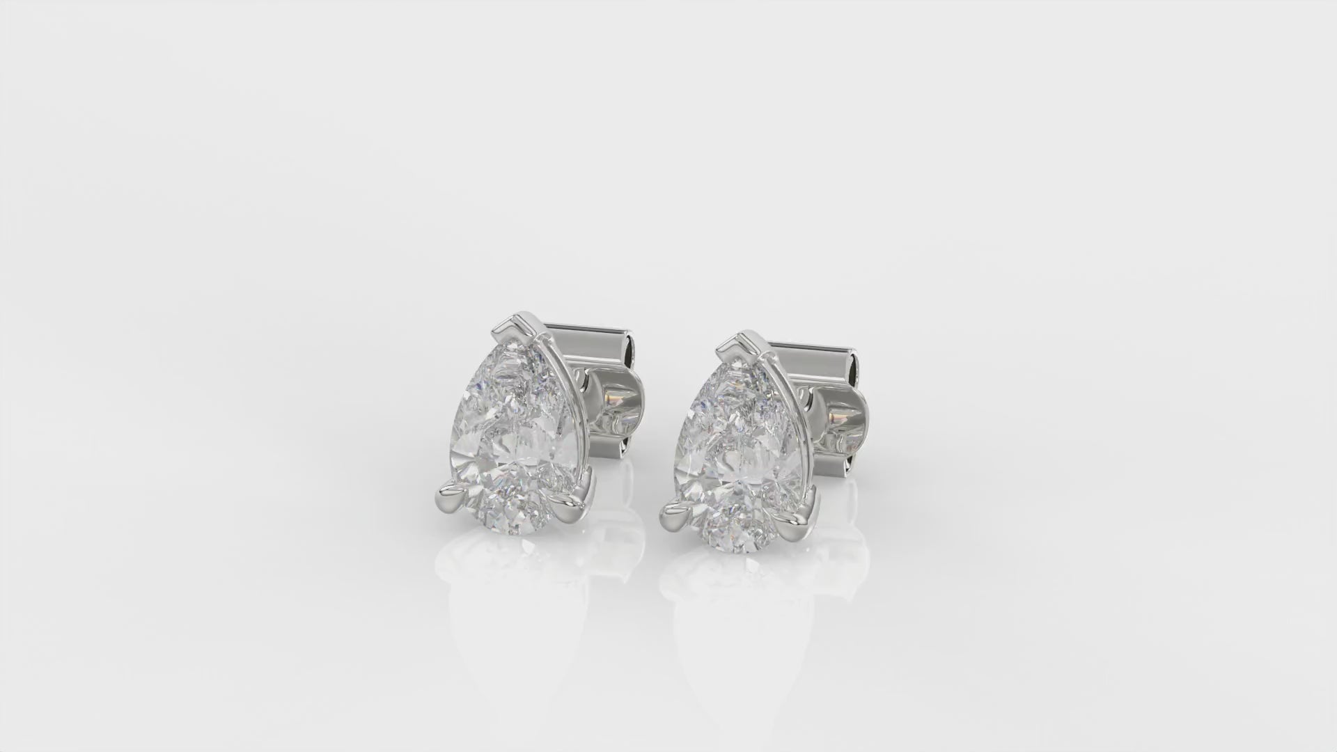 Pear Brilliant Cut Diamond Stud Earrings - Butterfly Back - ER11