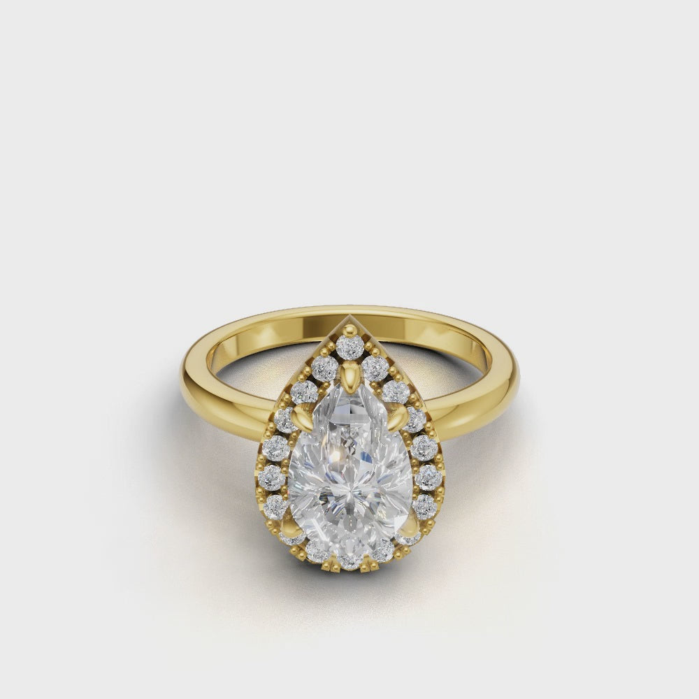 Pear Diamond Halo Ring - R110