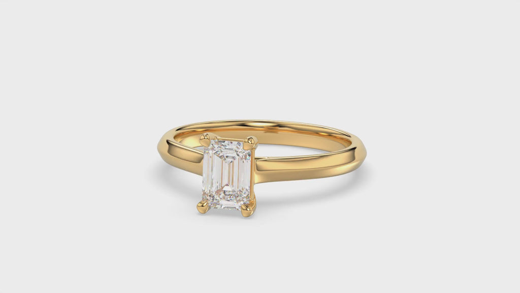 Solitaire Knife Edge Emerald Diamond Ring - R163