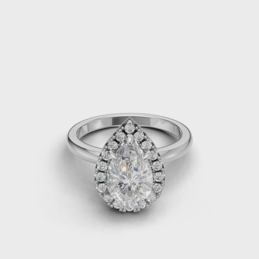Pear Diamond Halo Ring - R110